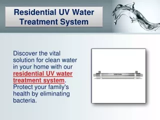 Residential UV Water Treatment System