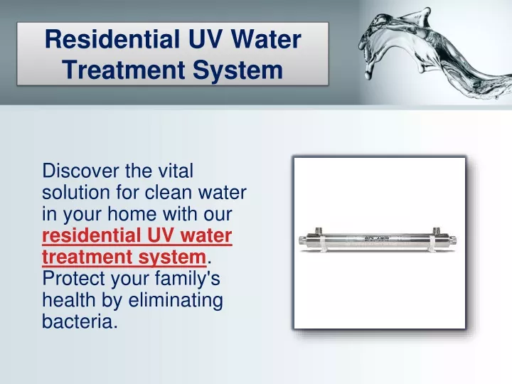 residential uv water treatment system