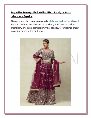 Buy Indian Lehenga Choli Online USA | Ready to Wear Lehengas – PepaBai