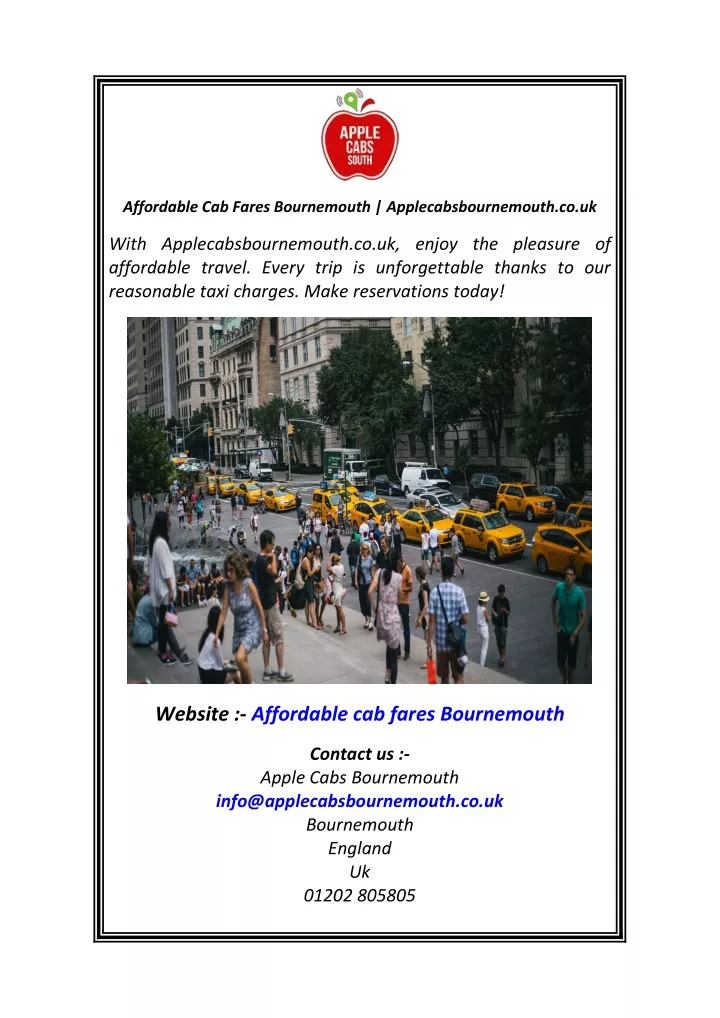 affordable cab fares bournemouth