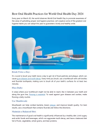 Best Oral Health Practices for World Oral Health Day 2024