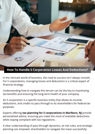 how to handle s corporation losses and deductions