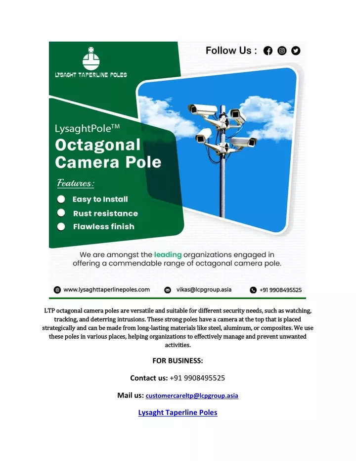 ltp octagonal camera poles are versatile