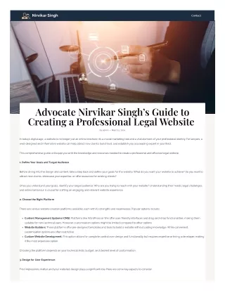 Advocate Nirvikar Singh’s Guide to Creating a Professional Legal Website