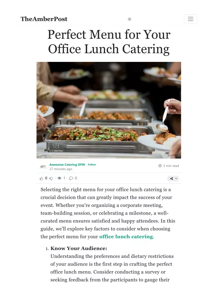 how to choose the perfect menu for your office