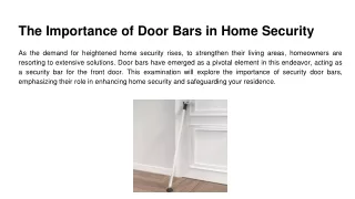 The Importance of Door Bars in Home Security