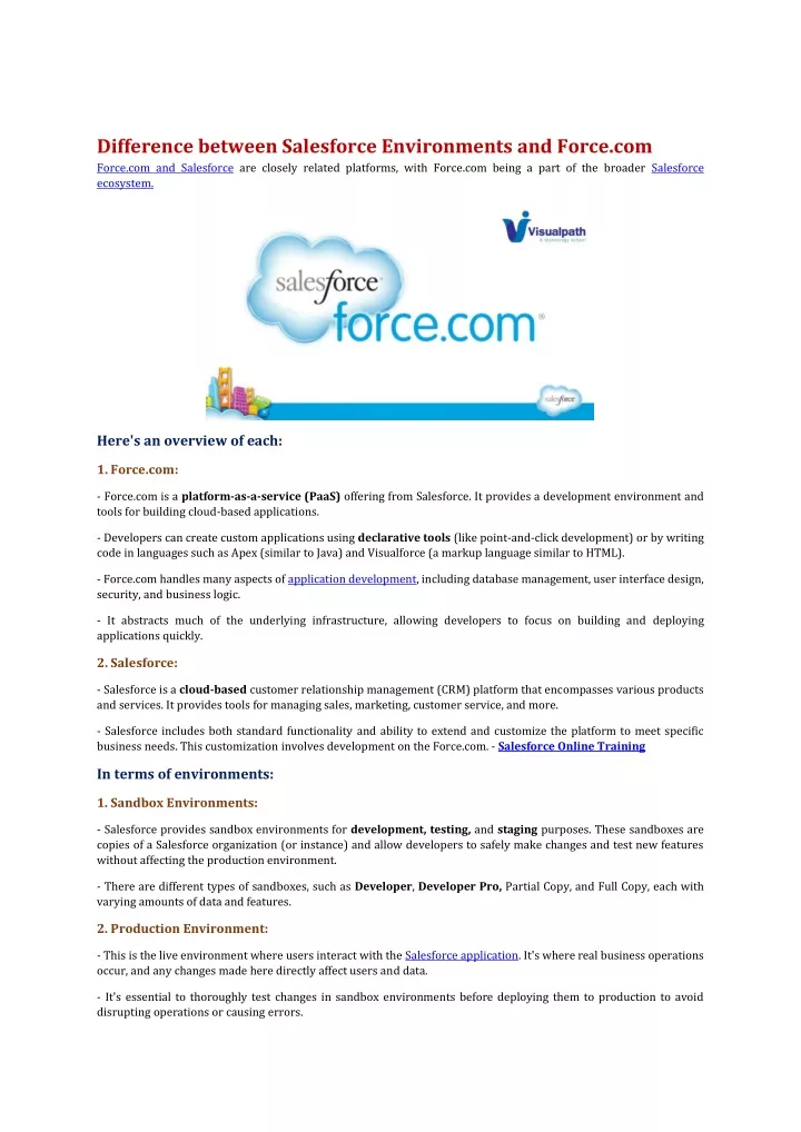 difference between salesforce environments