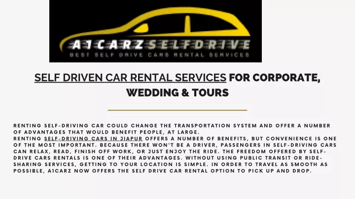 self driven car rental services for corporate