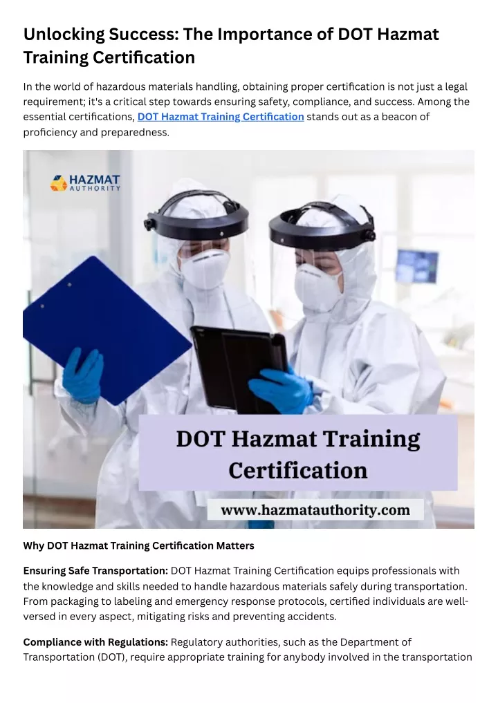 unlocking success the importance of dot hazmat