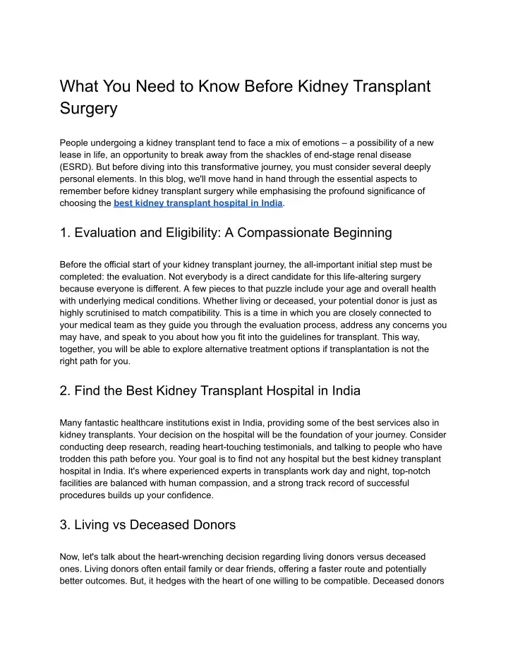 what you need to know before kidney transplant