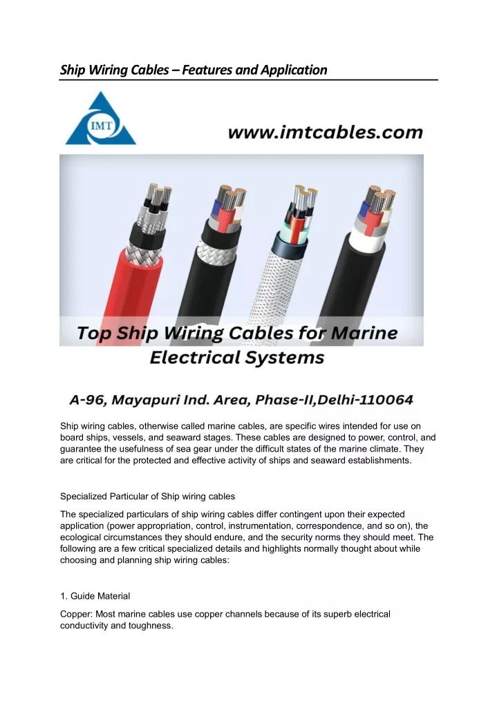 ship wiring cables features and application