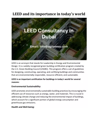leed and its importance in today s world