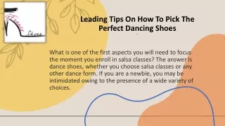 Leading Tips On How To Pick The Perfect Dancing Shoes