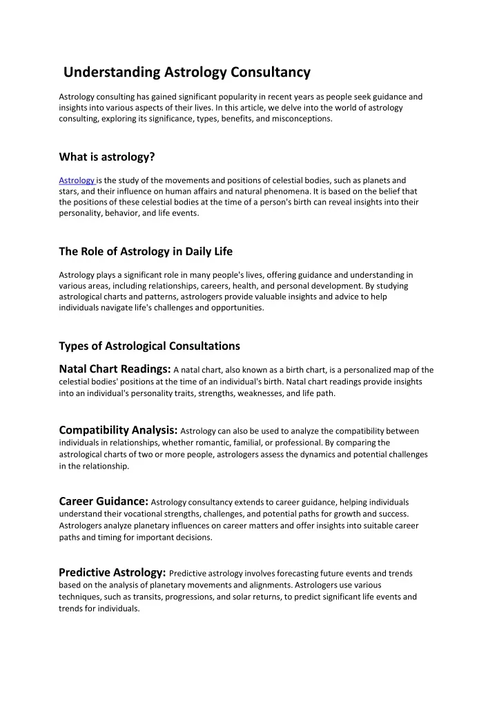 understanding astrology consultancy