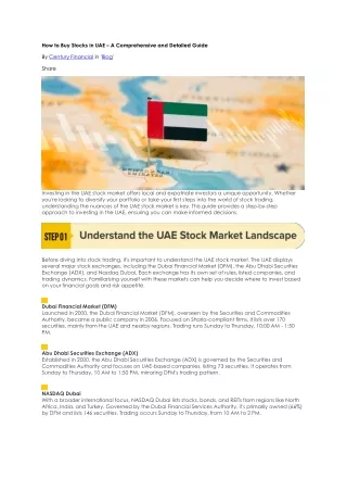 How to Buy Stocks in UAE – A Comprehensive and Detailed Guide | Century Financia