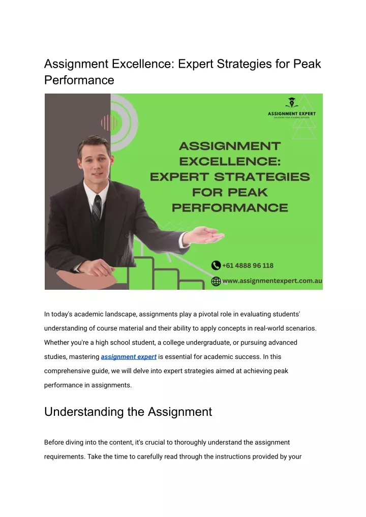 assignment excellence expert strategies for peak