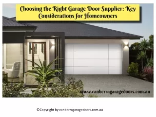 Choosing the Right Garage Door Supplier: Key Considerations for Homeowners