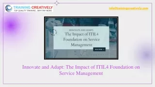 Innovate and Adapt The Impact of ITIL4 Foundation on Service Management