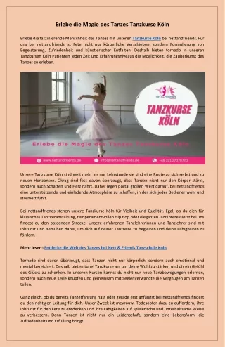 Professioneller Unterricht für alle Tanzkurse Köln