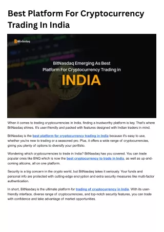 Best Platform For Cryptocurrency Trading In India