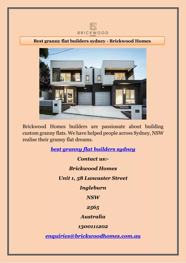best granny flat builders sydney brickwood homes