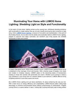 Illuminating Your Home with LUMOS Home Lighting_ Shedding Light on Style and Functionality