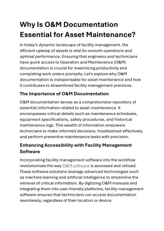 O&M Documentation