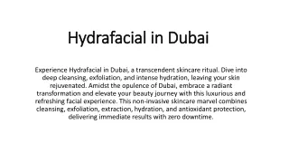 hydrafacial in Dubai