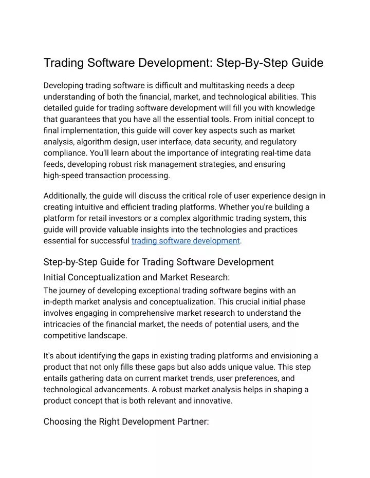 trading software development step by step guide