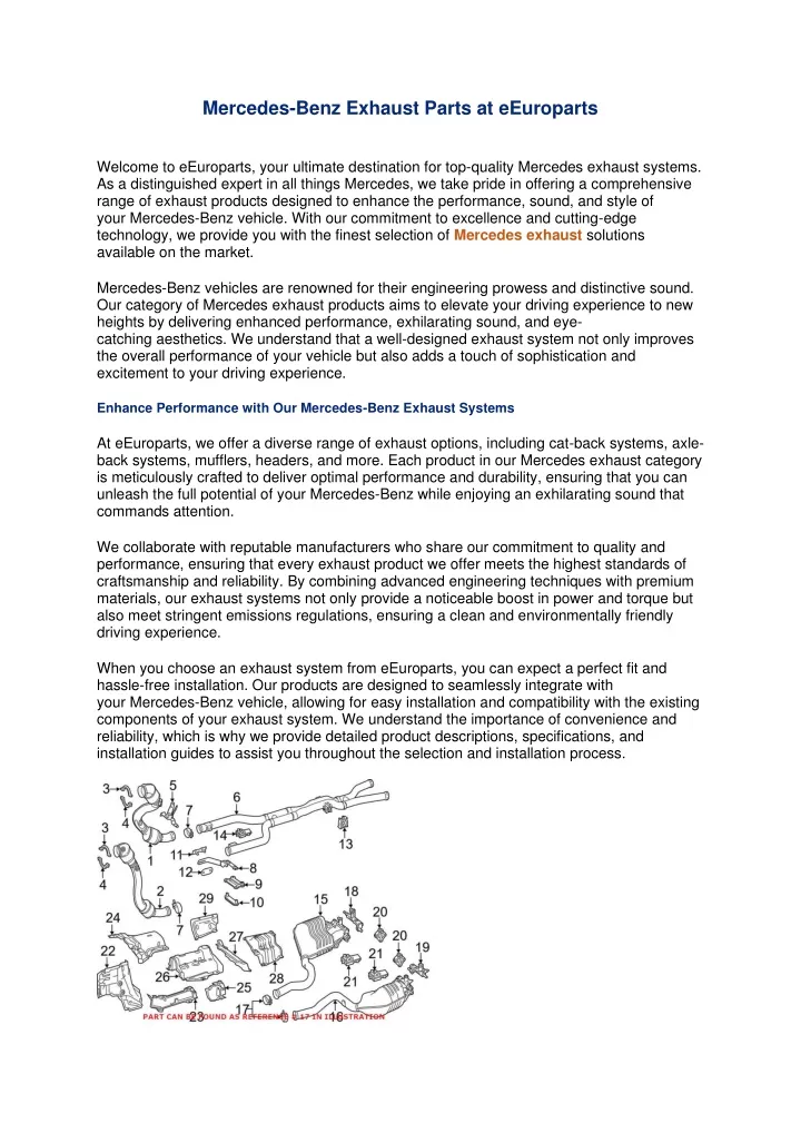 mercedes benz exhaust parts at eeuroparts