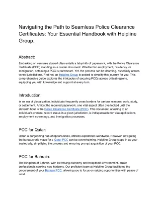 Navigating the Path to Seamless Police Clearance Certificates_ Your Essential Handbook with Helpline Group