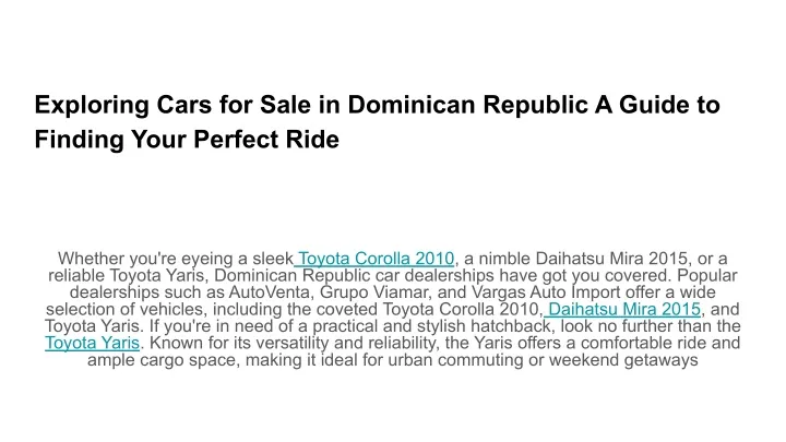exploring cars for sale in dominican republic