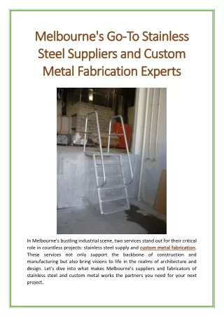 Melbourne's Go-To Stainless Steel Suppliers and Custom Metal Fabrication Experts