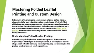 Mastering Folded Leaflet Printing and Custom Design