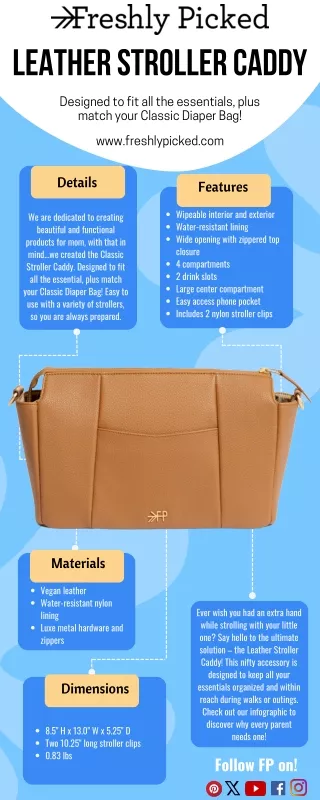 Leather Stroller Caddy  Freshly Picked Infographic