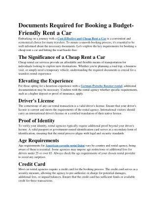 Documents Required for Booking a Budget