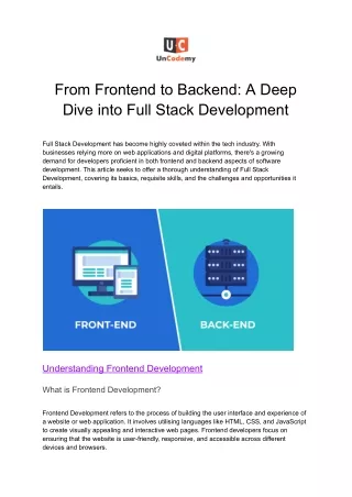 from frontend to backend a deep dive into full