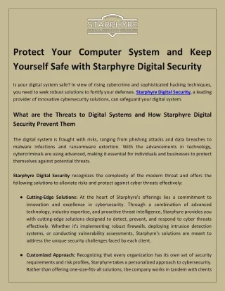 protect your computer system and keep yourself