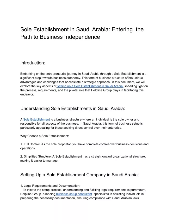 sole establishment in saudi arabia entering