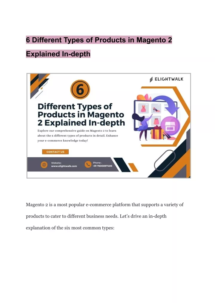 6 different types of products in magento 2