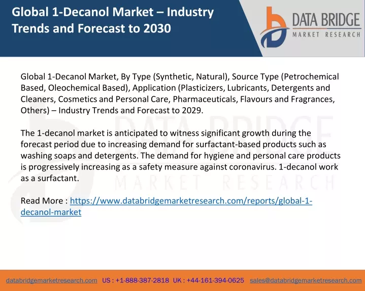 global 1 decanol market industry trends