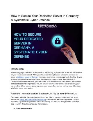 how to secure your dedicated server in germany