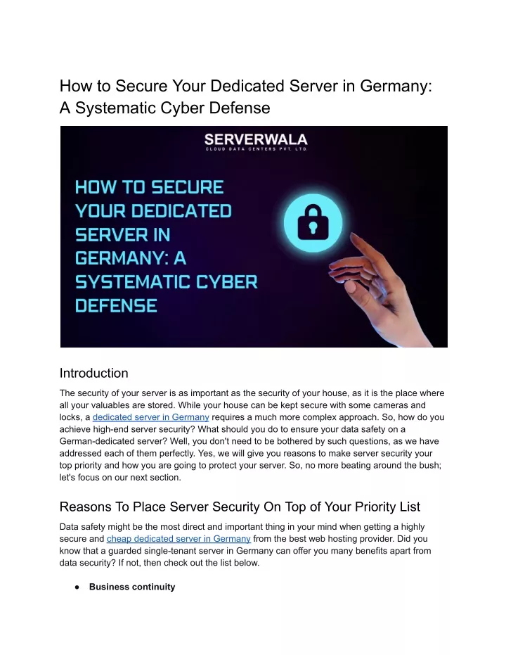 how to secure your dedicated server in germany