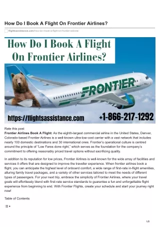 How Do I Book A Flight On Frontier Airlines?