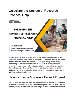 Unlocking the Secrets of Research Proposal Help