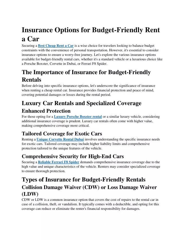 insurance options for budget friendly rent