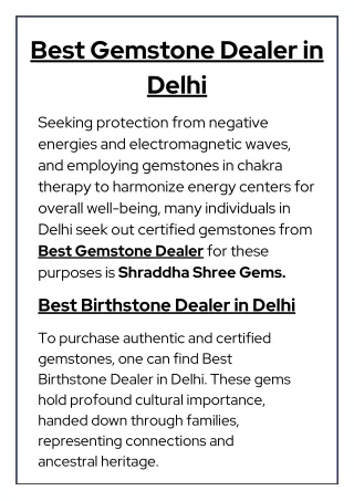 Who is the Best Gemstone Dealer in Delhi