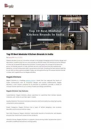 Top 10 Best Modular Kitchen Brands In India