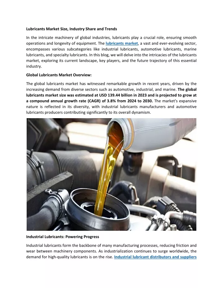 lubricants market size industry share and trends
