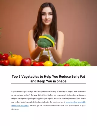 Top 5 Vegetables to Help You Reduce Belly Fat and Keep You in Shape